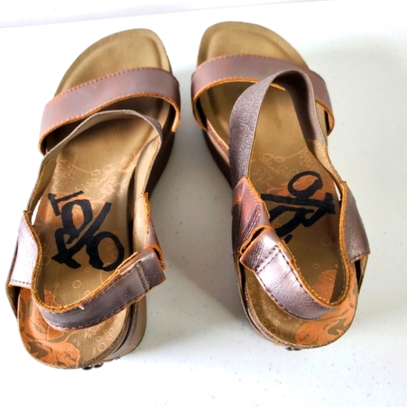 OTBT Bushnell Platform Sandal Size 9 Leather Distressed Metallic Chunky Shoe Y2K - Picture 6 of 15